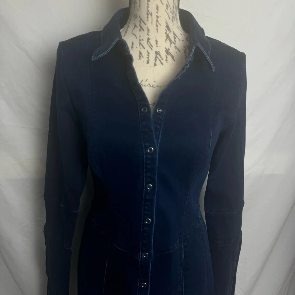 Free People Thea Dark Wash Denim Mini Dress Size S NWT - Picture 2 of 8